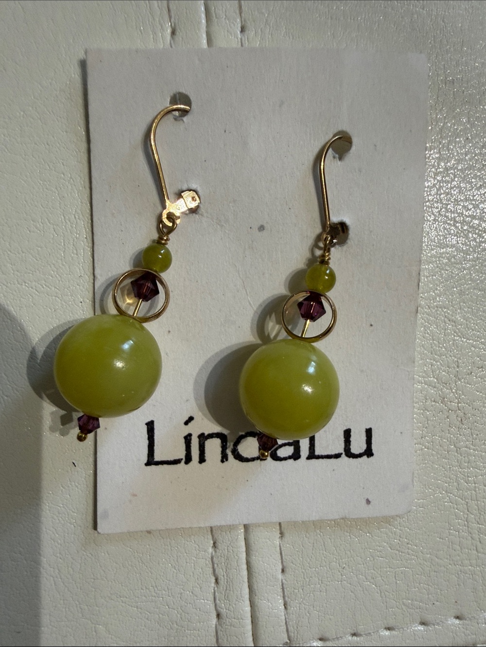 INC International Concepts Lime Green Bead Drop Earrings with Gold Hooks
